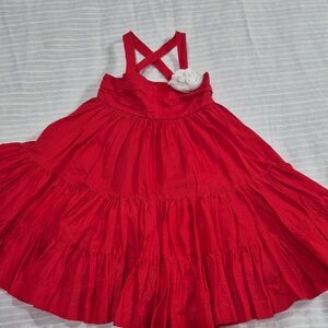 Janie And Jack European Vojage Red Sleeveless Dress with White Flower Accent S4.
